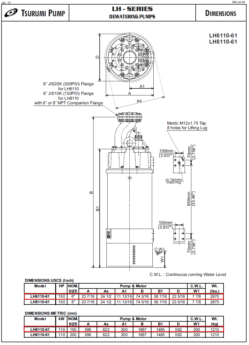 Tsurumi LH6110 pump