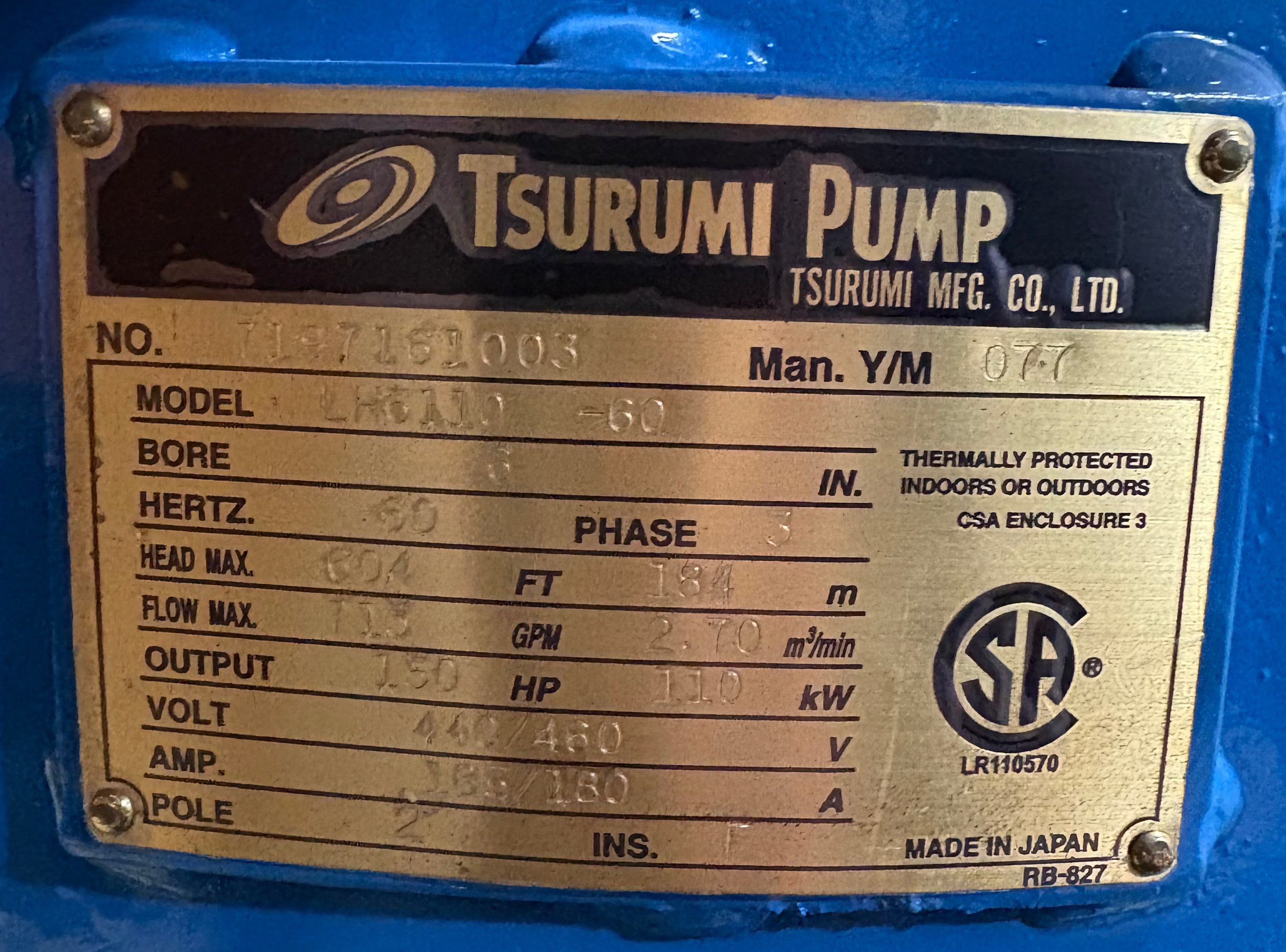 Tsurumi LH6110 pump
